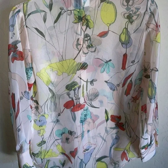 H&M conscious collection sheer botanical print blouse - Picture 5 of 5